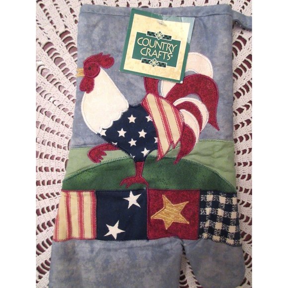 3 Country Crafts Rooster Oven Mitts Quilted Embroidered New With Tags - Picture 2 of 3